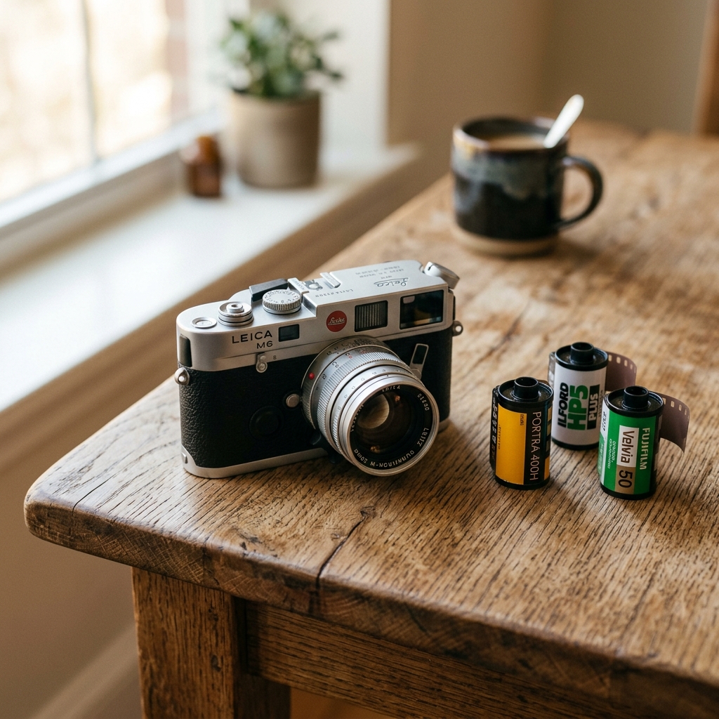 Cámara analógica Leica en la Albufera